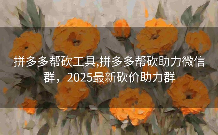 拼多多帮砍工具,拼多多帮砍助力微信群，2025最新砍价助力群
