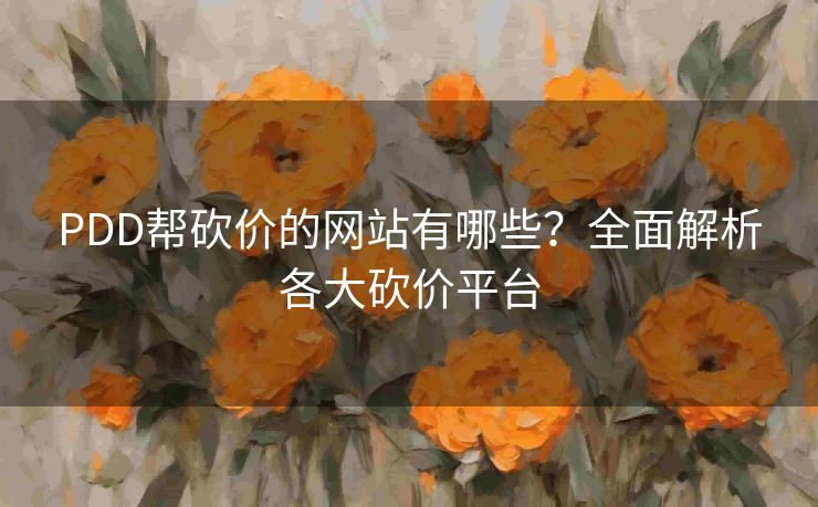 PDD帮砍价的网站有哪些？全面解析各大砍价平台
