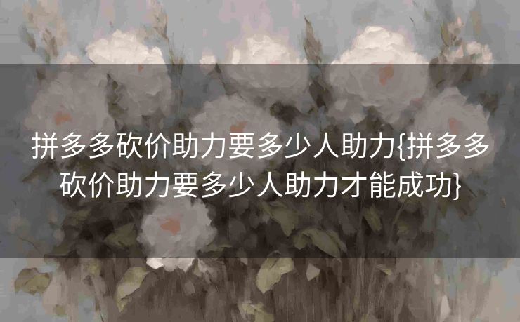 拼多多砍价助力要多少人助力{拼多多砍价助力要多少人助力才能成功}