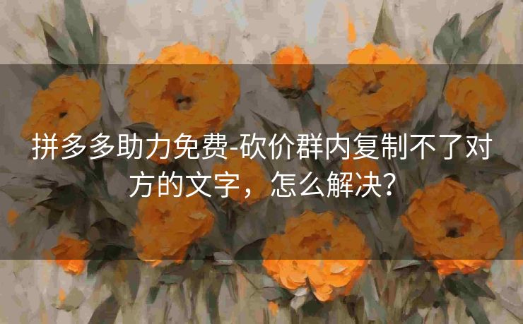 拼多多助力免费-砍价群内复制不了对方的文字，怎么解决？