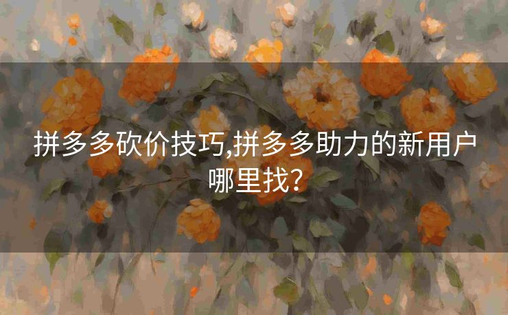 拼多多砍价技巧,拼多多助力的新用户哪里找？