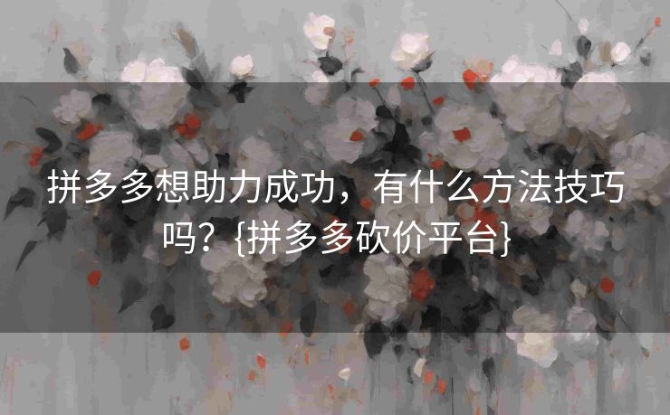 拼多多想助力成功，有什么方法技巧吗？{拼多多砍价平台}