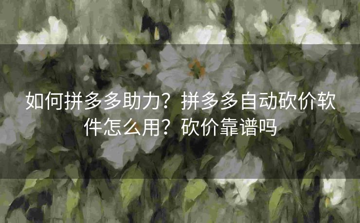 如何拼多多助力？拼多多自动砍价软件怎么用？砍价靠谱吗