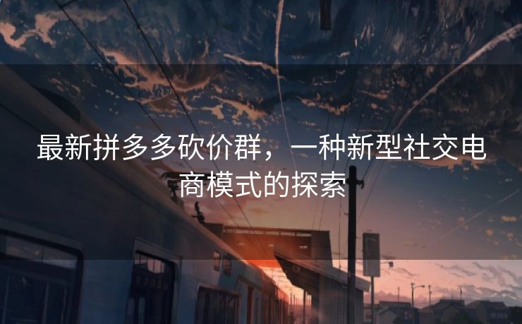 最新拼多多砍价群，一种新型社交电商模式的探索