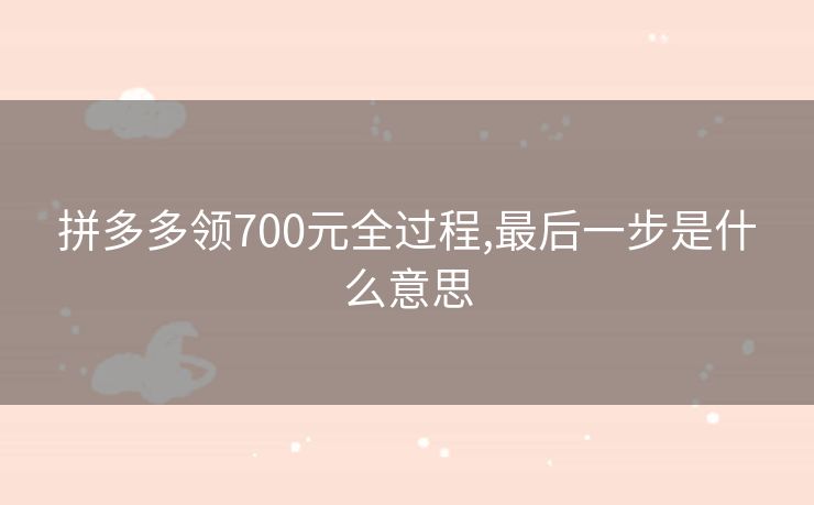 拼多多领700元全过程,最后一步是什么意思