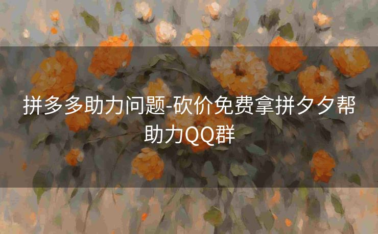 拼多多助力问题-砍价免费拿拼夕夕帮助力QQ群