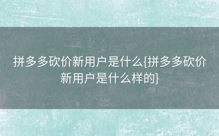 拼多多砍价新用户是什么{拼多多砍价新用户是什么样的}