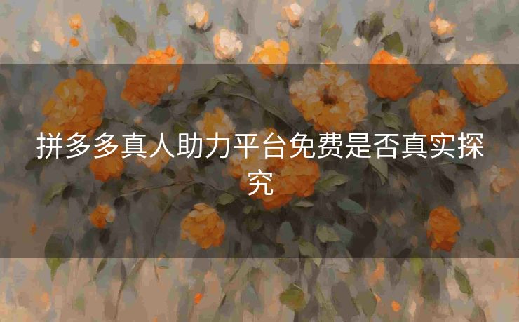拼多多真人助力平台免费是否真实探究