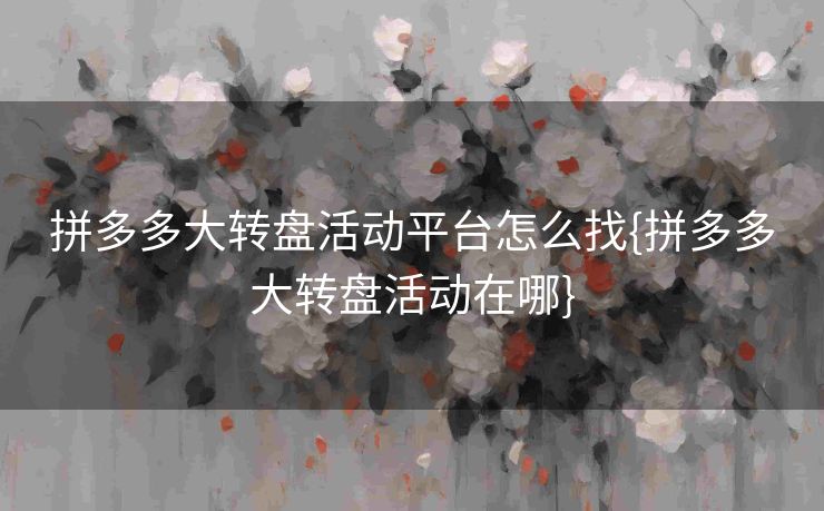 拼多多大转盘活动平台怎么找{拼多多大转盘活动在哪}