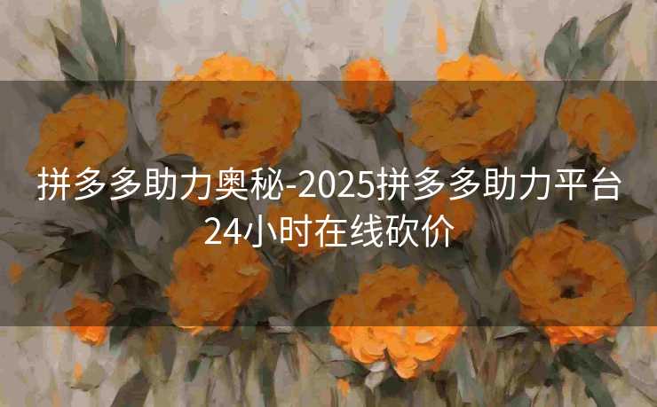 拼多多助力奥秘-2025拼多多助力平台24小时在线砍价