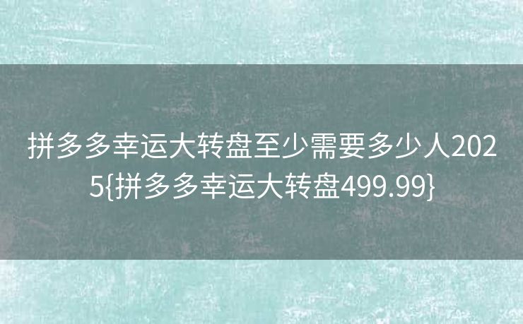 拼多多幸运大转盘至少需要多少人2025{拼多多幸运大转盘499.99}