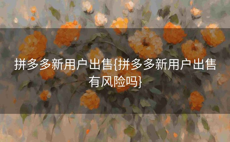 拼多多新用户出售{拼多多新用户出售有风险吗}