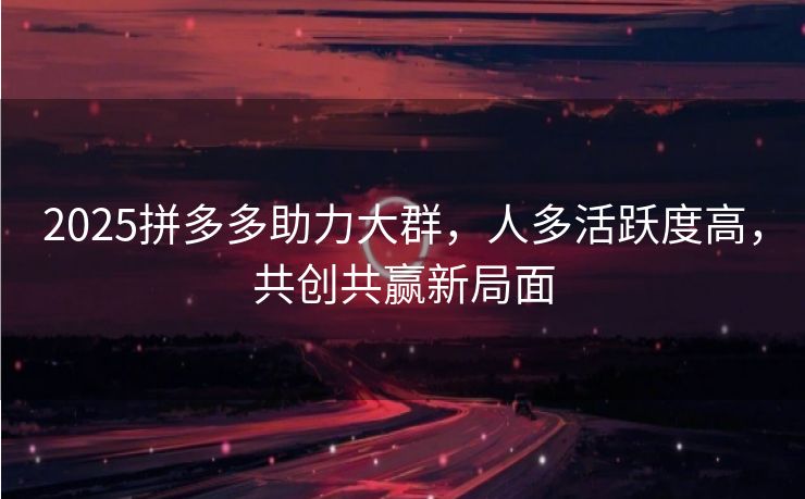2025拼多多助力大群，人多活跃度高，共创共赢新局面