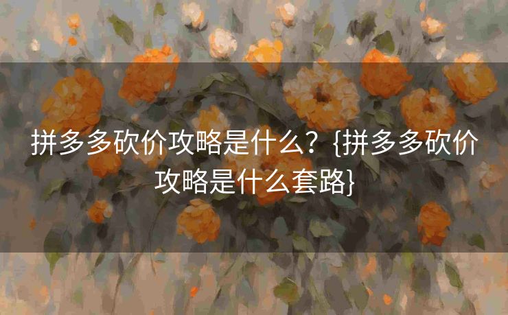 拼多多砍价攻略是什么？{拼多多砍价攻略是什么套路}