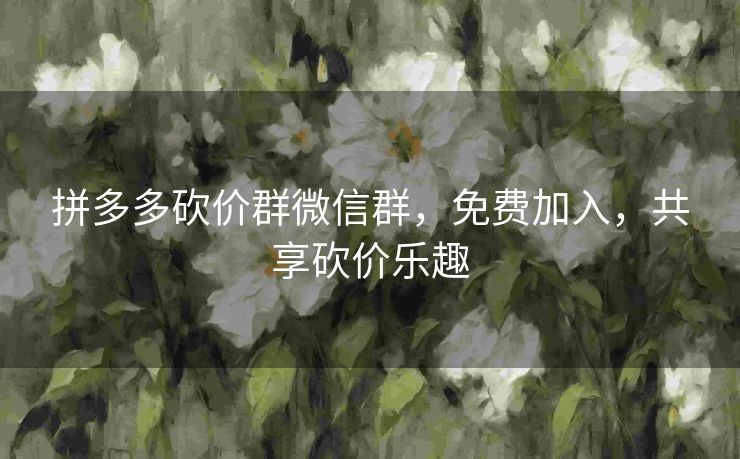 拼多多砍价群微信群，免费加入，共享砍价乐趣