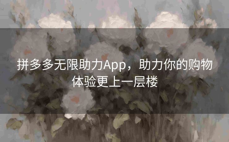 拼多多无限助力App，助力你的购物体验更上一层楼