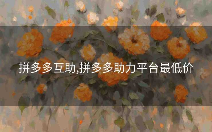 拼多多互助,拼多多助力平台最低价