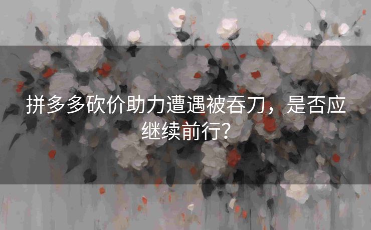 拼多多砍价助力遭遇被吞刀，是否应继续前行？