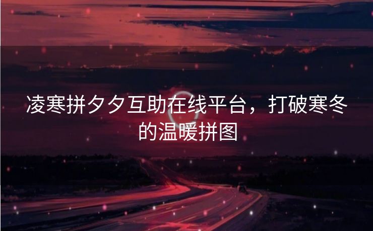 凌寒拼夕夕互助在线平台，打破寒冬的温暖拼图