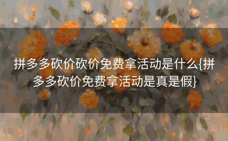 拼多多砍价砍价免费拿活动是什么{拼多多砍价免费拿活动是真是假}