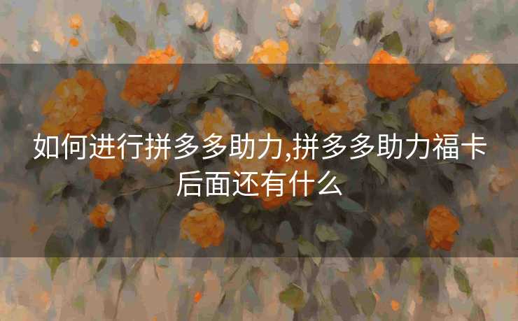 如何进行拼多多助力,拼多多助力福卡后面还有什么