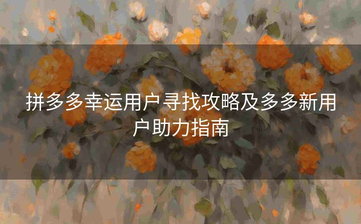 拼多多幸运用户寻找攻略及多多新用户助力指南