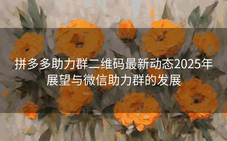 拼多多助力群二维码最新动态2025年展望与微信助力群的发展