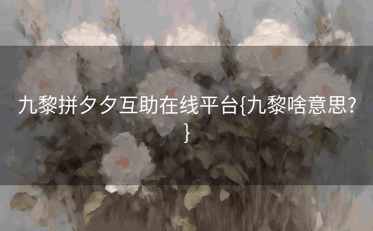 九黎拼夕夕互助在线平台{九黎啥意思?}