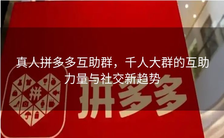 真人拼多多互助群，千人大群的互助力量与社交新趋势