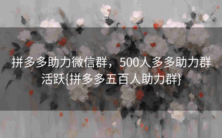 拼多多助力微信群，500人多多助力群活跃{拼多多五百人助力群}