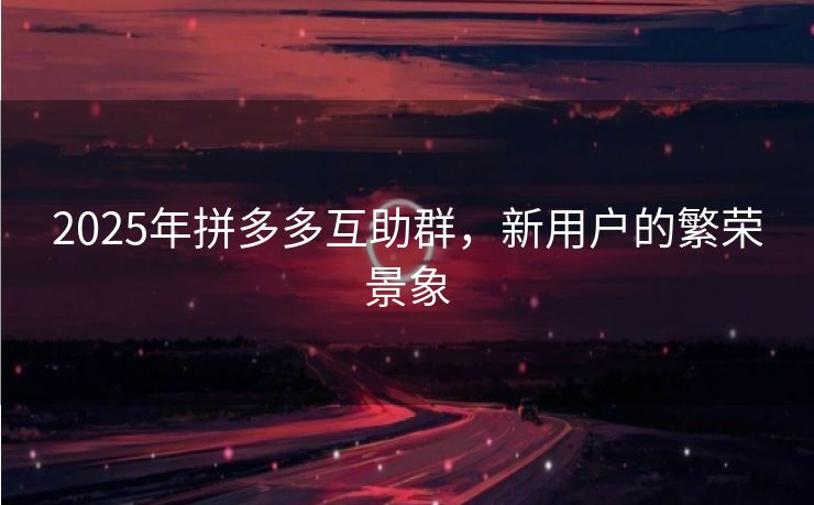 2025年拼多多互助群，新用户的繁荣景象