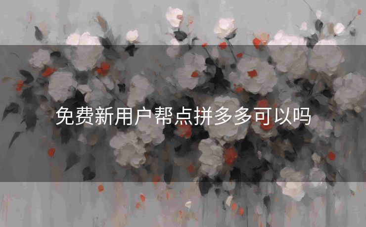 免费新用户帮点拼多多可以吗