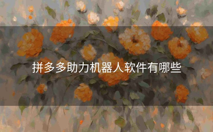 拼多多助力机器人软件有哪些