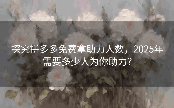探究拼多多免费拿助力人数，2025年需要多少人为你助力？