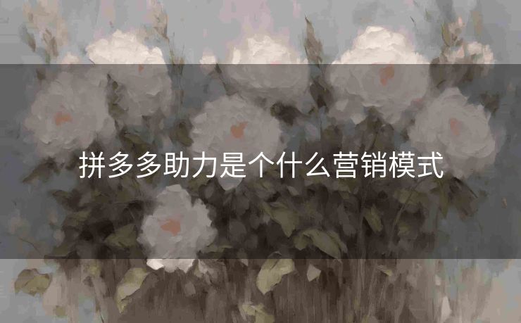 拼多多助力是个什么营销模式