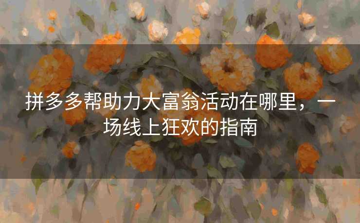 拼多多帮助力大富翁活动在哪里，一场线上狂欢的指南