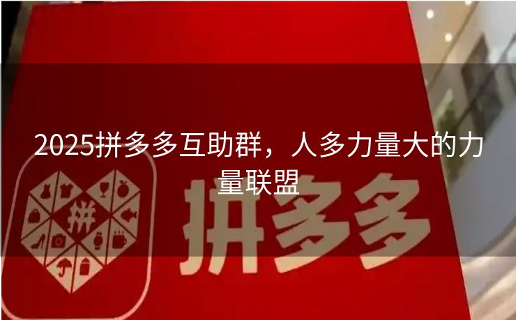 2025拼多多互助群，人多力量大的力量联盟