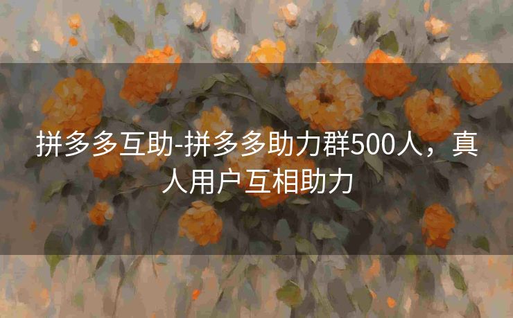 拼多多互助-拼多多助力群500人，真人用户互相助力