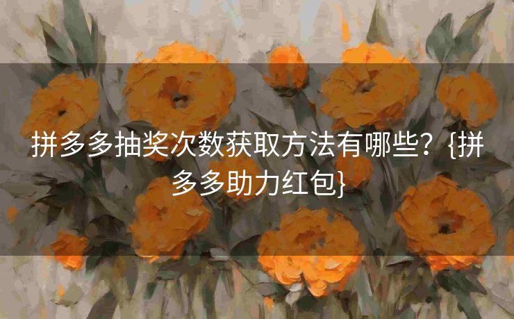 拼多多抽奖次数获取方法有哪些？{拼多多助力红包}