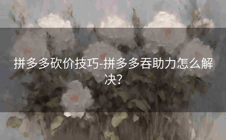 拼多多砍价技巧-拼多多吞助力怎么解决？