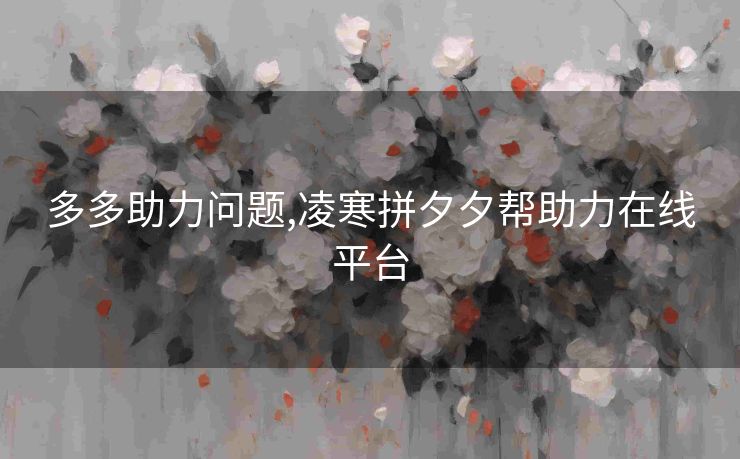 多多助力问题,凌寒拼夕夕帮助力在线平台