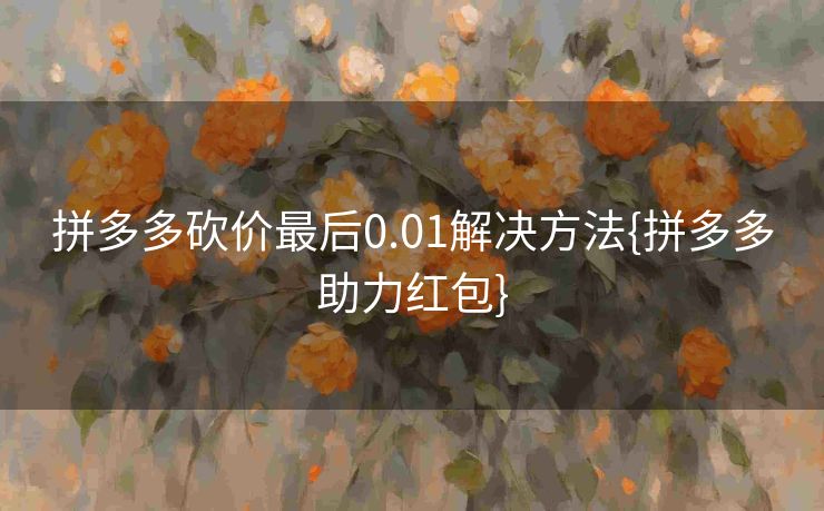 拼多多砍价最后0.01解决方法{拼多多助力红包}