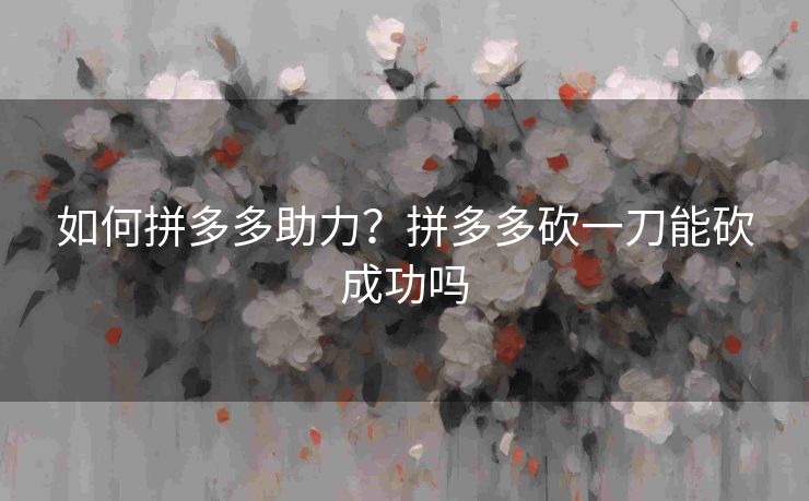 如何拼多多助力？拼多多砍一刀能砍成功吗