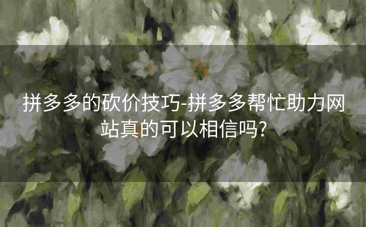 拼多多的砍价技巧-拼多多帮忙助力网站真的可以相信吗?