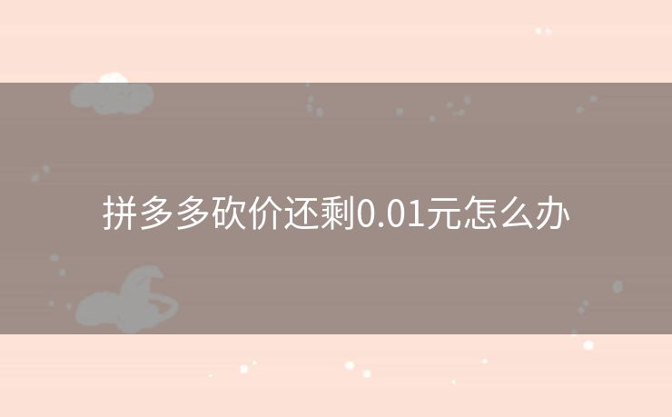 拼多多砍价还剩0.01元怎么办