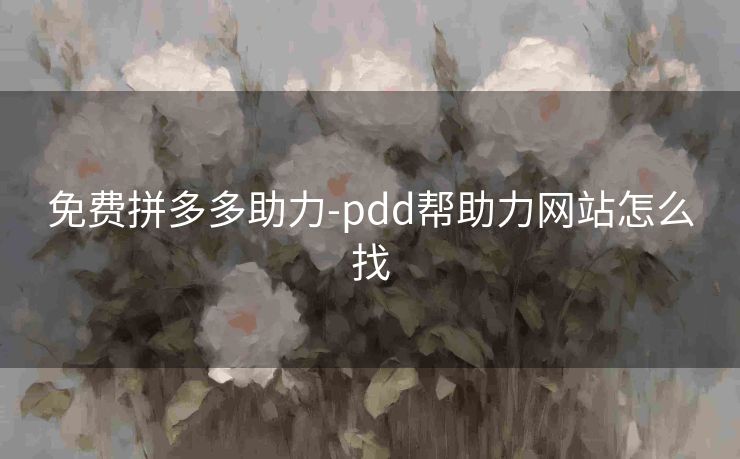 免费拼多多助力-pdd帮助力网站怎么找