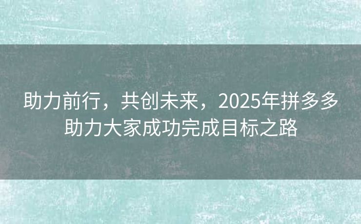助力前行，共创未来，2025年拼多多助力大家成功完成目标之路