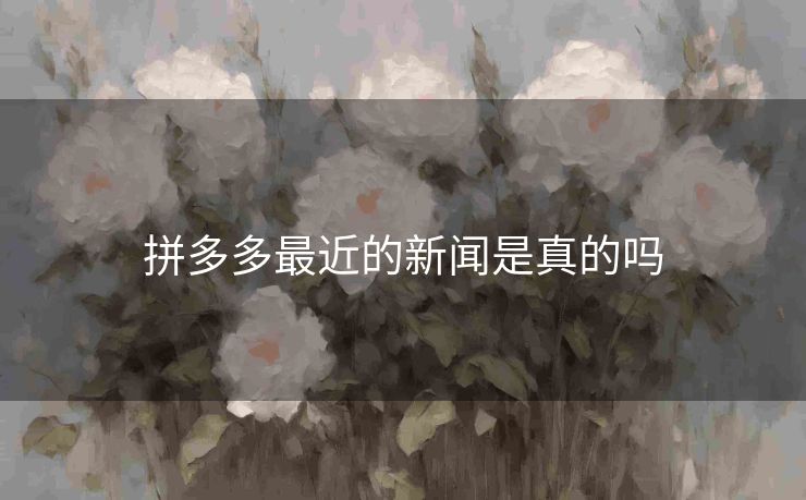 拼多多最近的新闻是真的吗