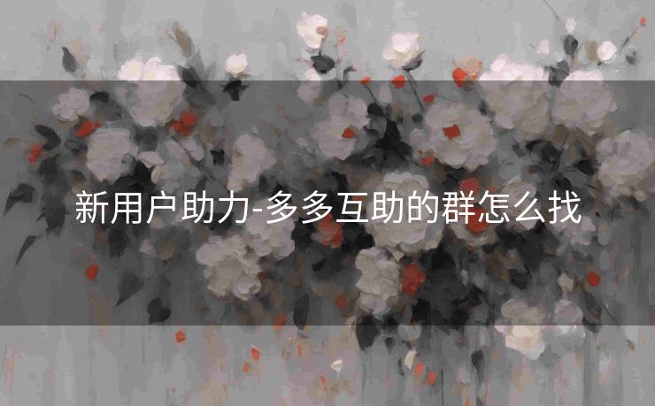 新用户助力-多多互助的群怎么找