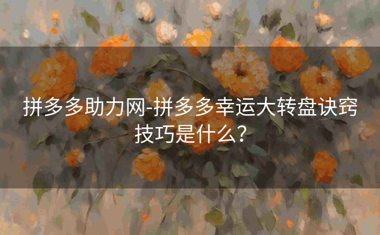 拼多多助力网-拼多多幸运大转盘诀窍技巧是什么？